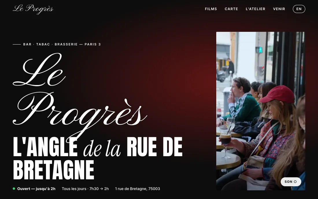 Site Le Progrès, bar-tabac-brasserie du Marais