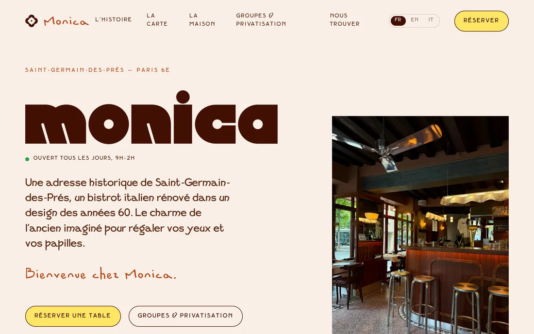 Site de Monica, pizzeria historique de Saint-Germain-des-Prés